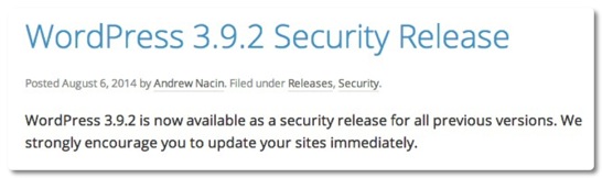 WordPress 3.9.2 がリリースされました、セキュリティリリースなので早めのアップデートをお勧めします